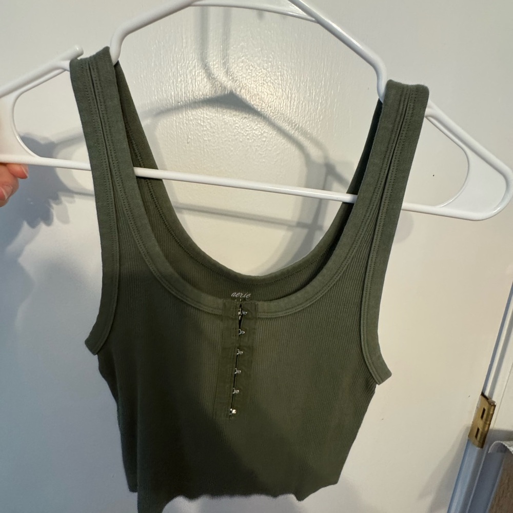 Aerie Forest Green Ribbed Tank Top